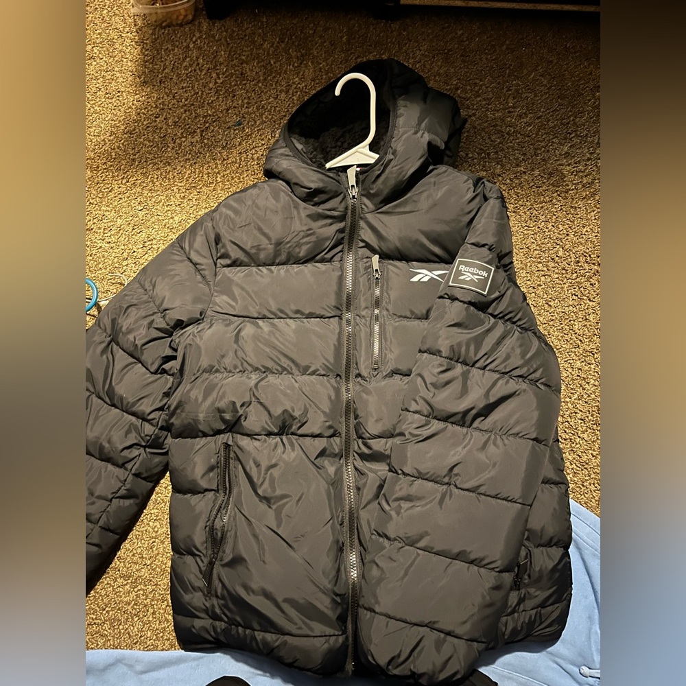 Reebok Black Puffer Jacket with Hood